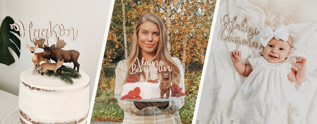 Eco Decor: Vaneri kakkuoriste nimi oma teksti oma nimi | Hääkakkun kakkukoristeet