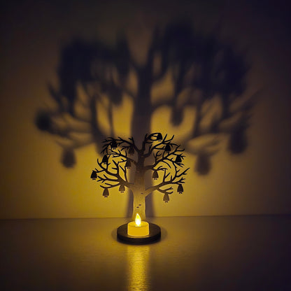 Puinen Halloween puu  LED kynttilällä pöytäkoriste juhlakoriste hyllykoriste piensisustus lahja