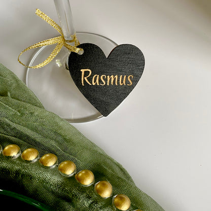Wooden name tags in various shapes