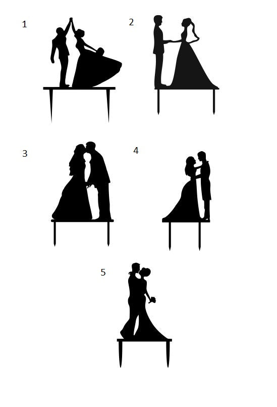 Wooden cake topper with silhouette