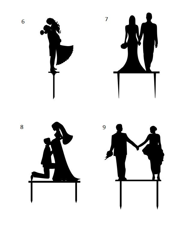 Wooden cake topper with silhouette