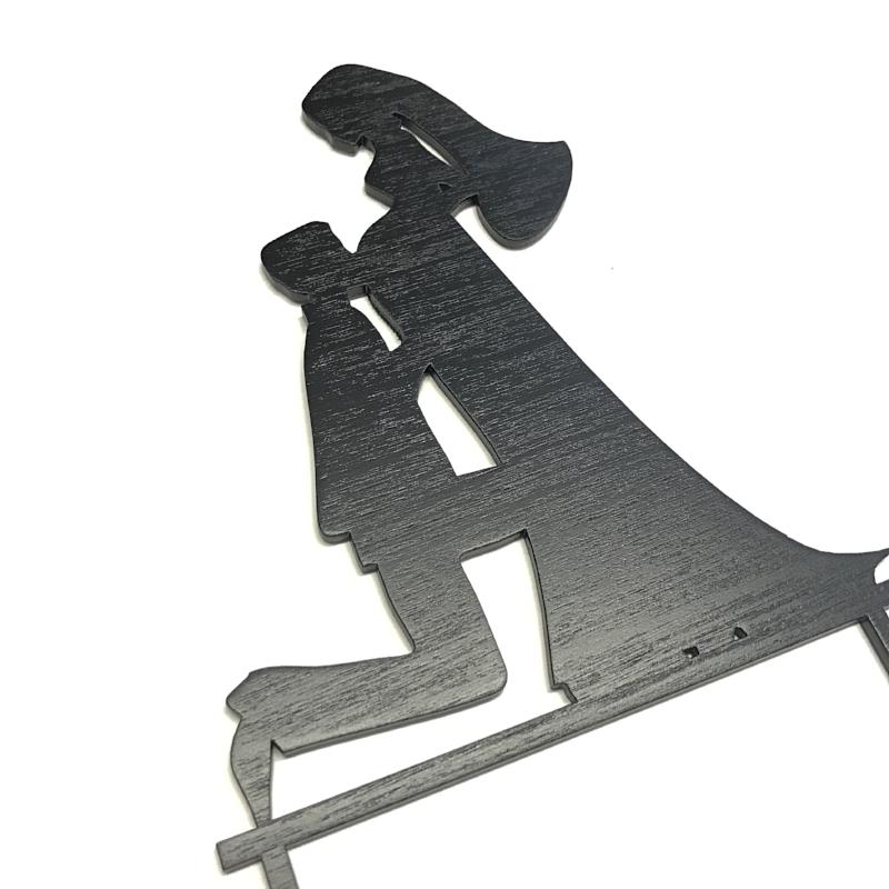Wooden cake topper with silhouette